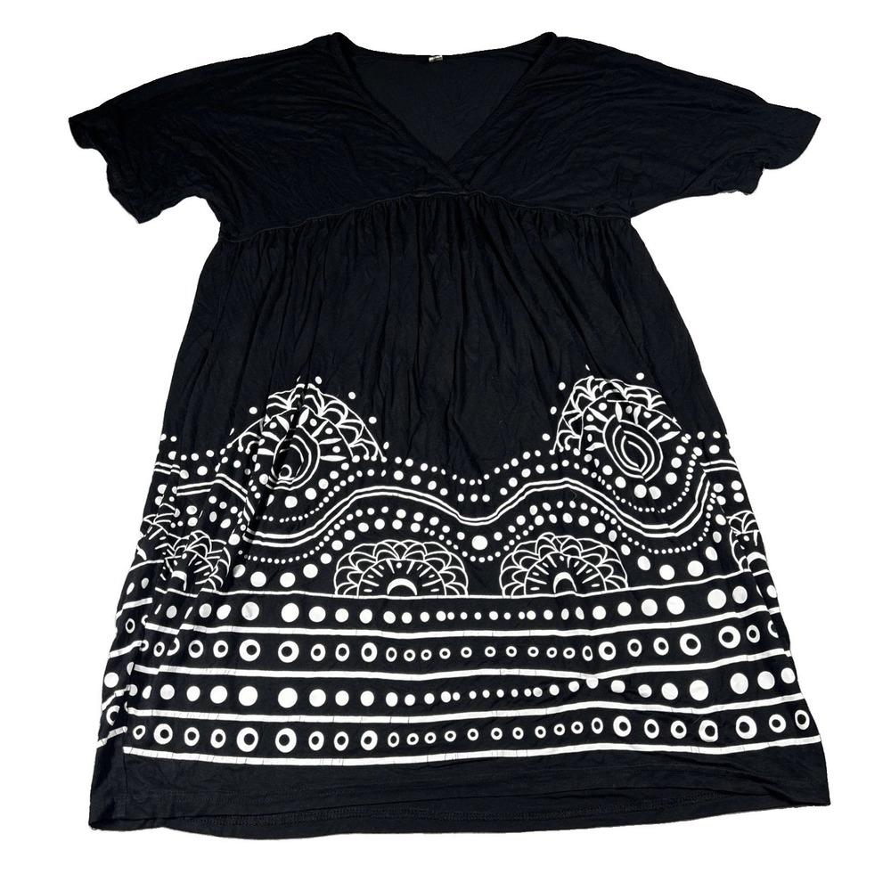 Rosegal Womens Plus XXL Black Empire Waist Dress Short Sleeve V-Neck Casual